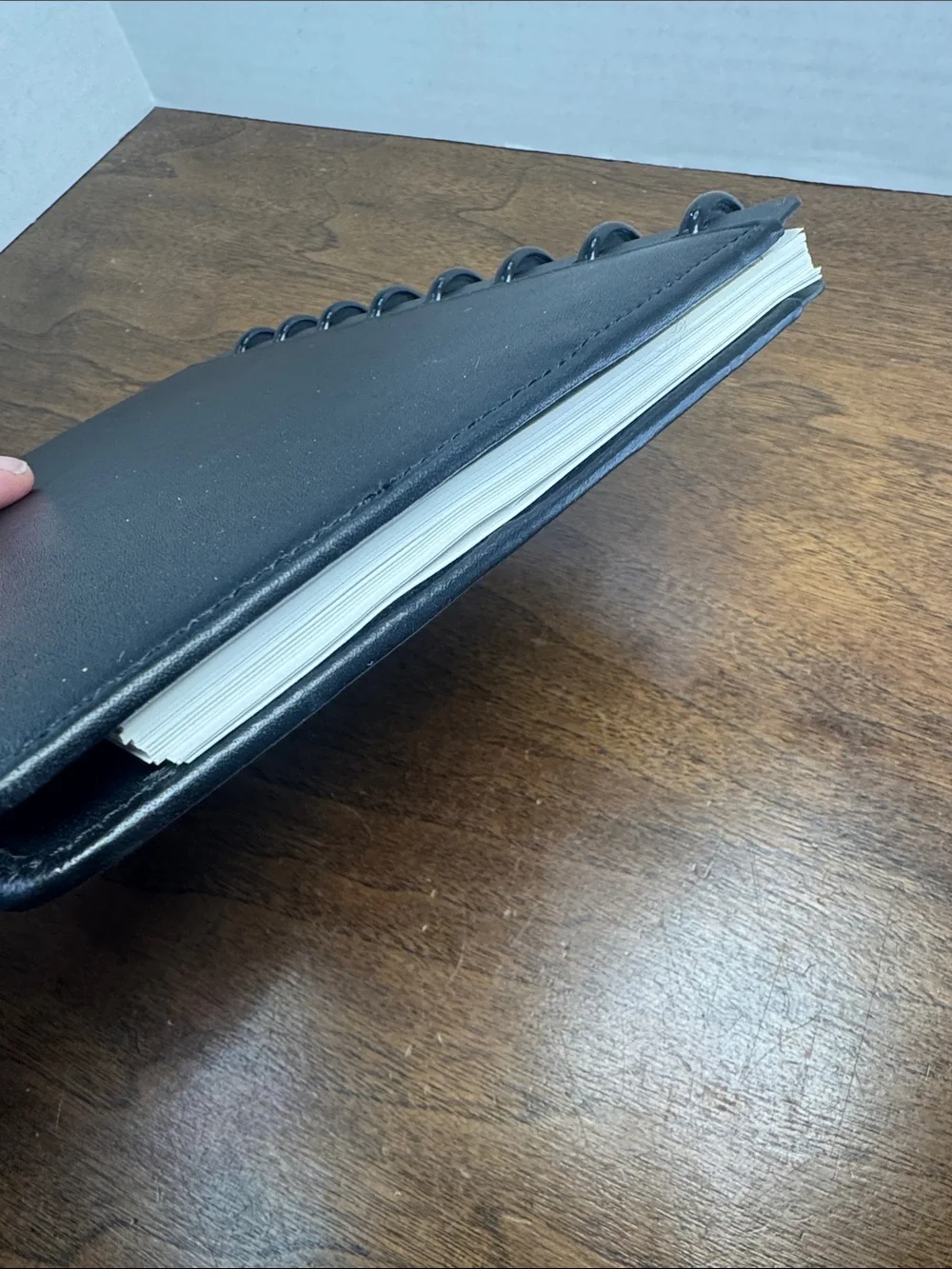 Levenger Circa Junior Black Leather Disc-Bound Planner Binder Cover Monogrammed